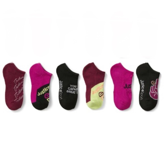 ❤️5/$25❤️2/$15❤️ JUSTICE SPORT | 6 pairs cushion no-show socks PURPLE/BLK - Picture 1 of 6